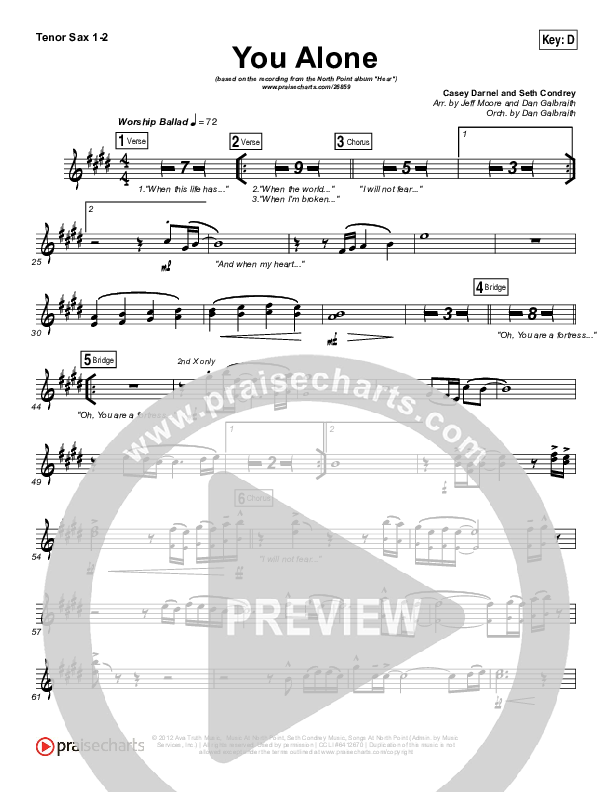 You Alone Tenor Sax 1/2 (Lauren Daigle / North Point Worship)