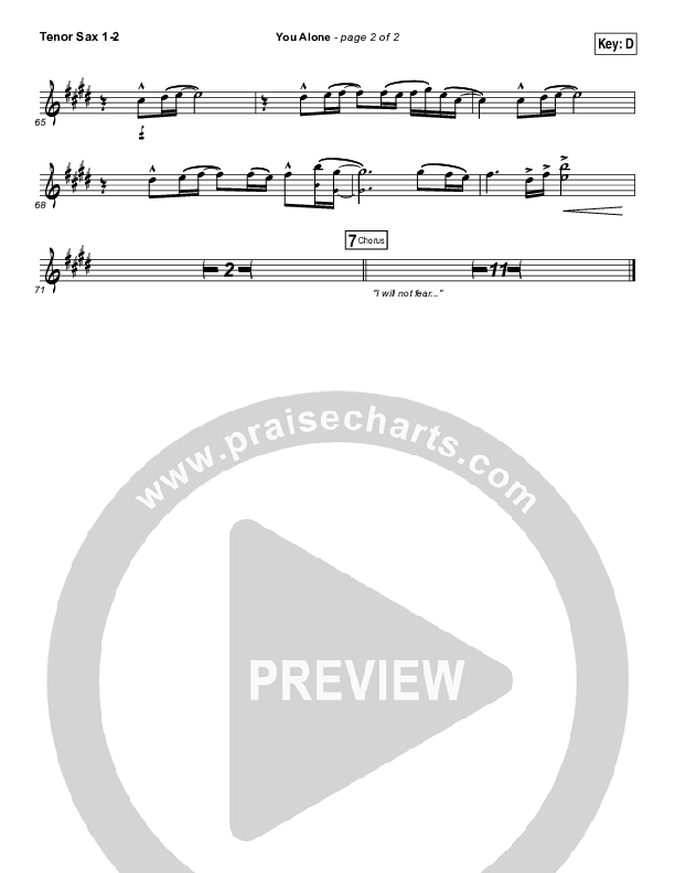 You Alone Tenor Sax 1/2 (Lauren Daigle / North Point Worship)