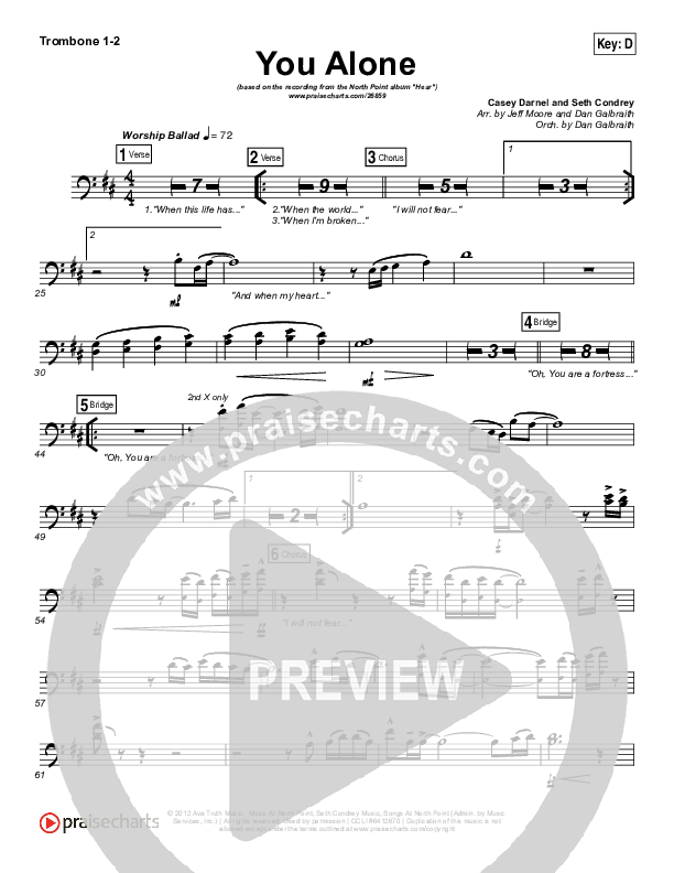 You Alone Trombone 1/2 (Lauren Daigle / North Point Worship)