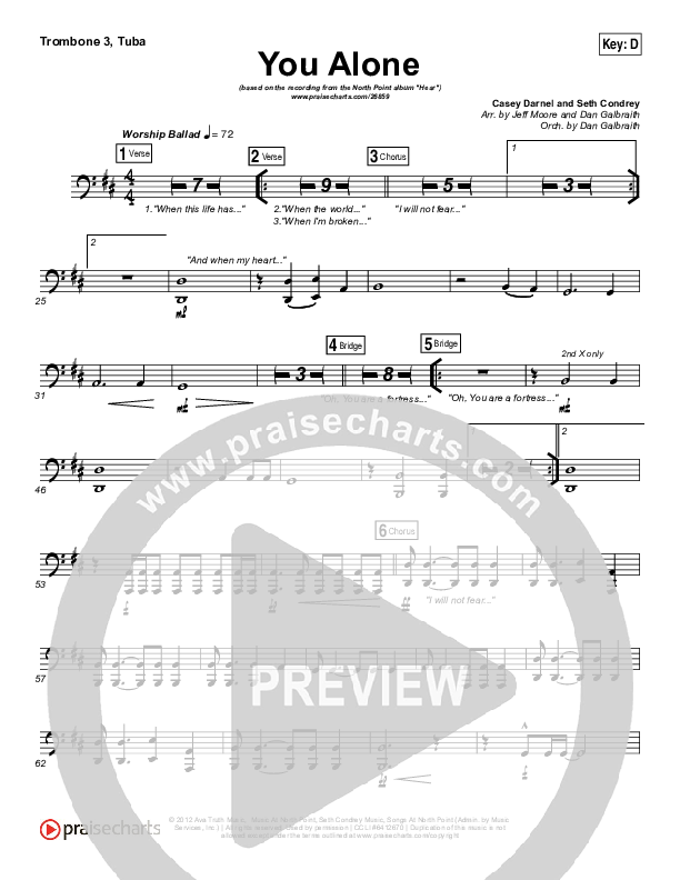 You Alone Trombone 3/Tuba (Lauren Daigle / North Point Worship)