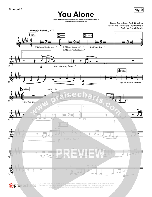 You Alone Trumpet 3 (Lauren Daigle / North Point Worship)