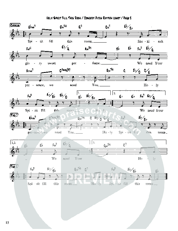 Holy Spirit Fill This Room Lead Sheet (Martha Munizzi)