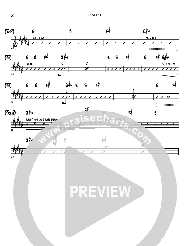 Oceans (Where Feet May Fail) Rhythm Chart (Adam Kersh / North Point Worship)