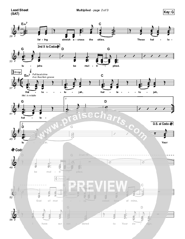 Multiplied Lead Sheet (Print Only) (Steve Fee / North Point Worship)