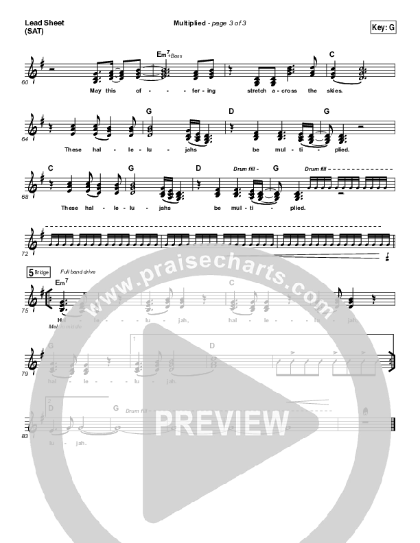 Multiplied Lead Sheet (Print Only) (Steve Fee / North Point Worship)