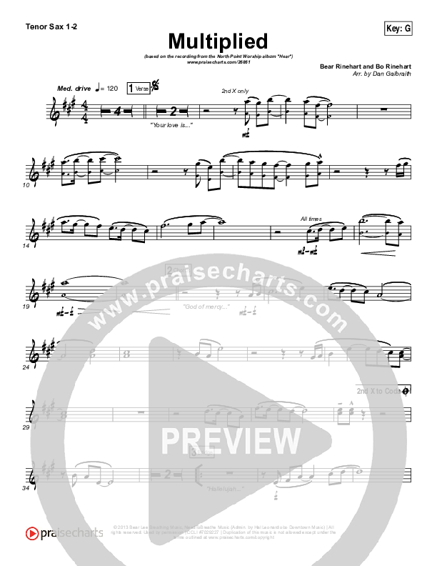 Multiplied Tenor Sax 1/2 (Steve Fee / North Point Worship)