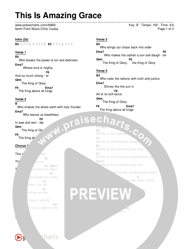 This Is Amazing Grace Chords & Lyrics (Chris Cauley / North Point Worship)