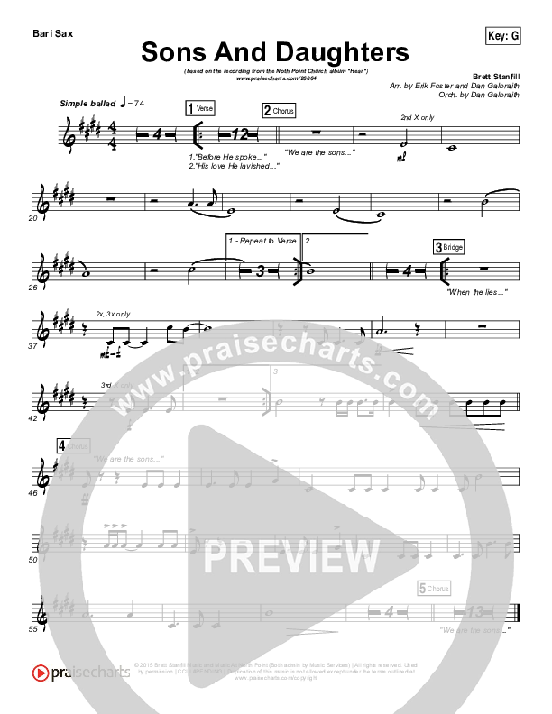 Sons And Daughters Bari Sax (Brett Stanfill / North Point Worship)