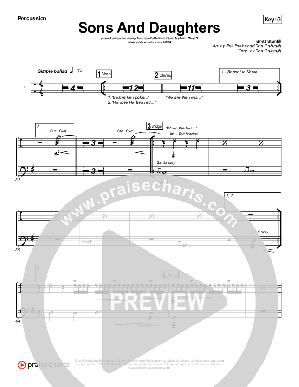 Sons And Daughters Percussion (Brett Stanfill / North Point Worship)