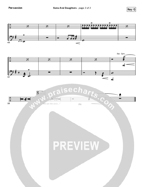 Sons And Daughters Percussion (Brett Stanfill / North Point Worship)