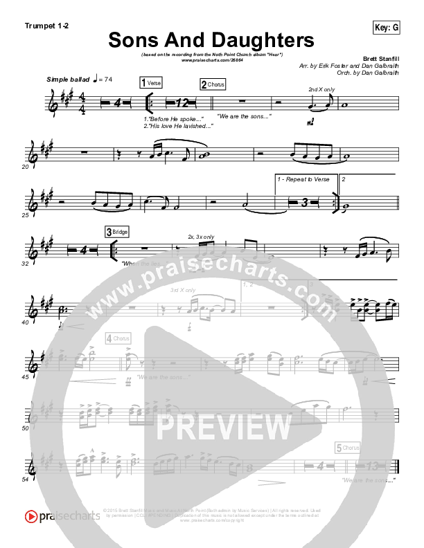 Sons And Daughters Trumpet 1,2 (Brett Stanfill / North Point Worship)