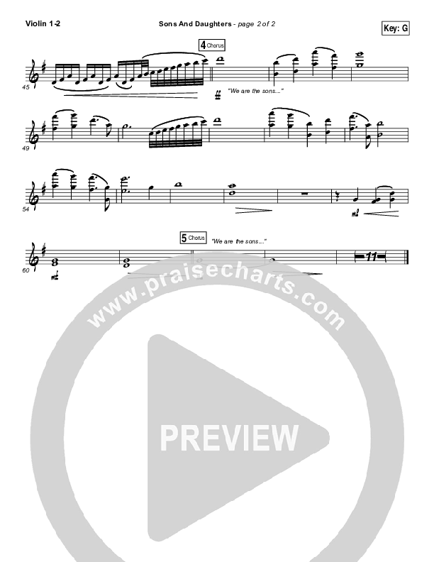 Sons And Daughters Violin 1/2 (Brett Stanfill / North Point Worship)