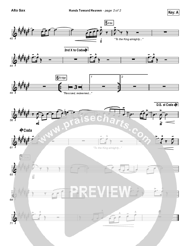 Hands Toward Heaven Alto Sax (Chris Cauley / North Point Worship)