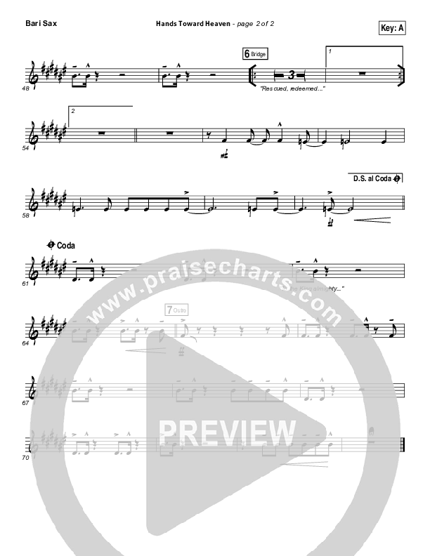 Hands Toward Heaven Bari Sax Sheet Music PDF (Chris Cauley / North Point Worship) PraiseCharts