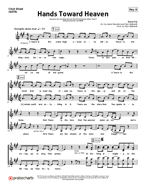 Hands Toward Heaven Choir Sheet (SATB) (Chris Cauley / North Point Worship)