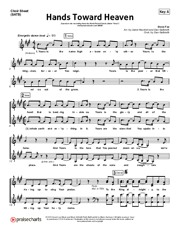 Hands Toward Heaven Choir Vocals (SATB) (Chris Cauley / North Point Worship)