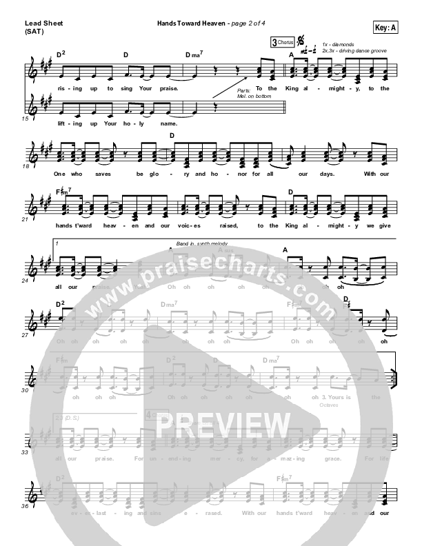 Hands Toward Heaven Lead Sheet (SAT) (Chris Cauley / North Point Worship)