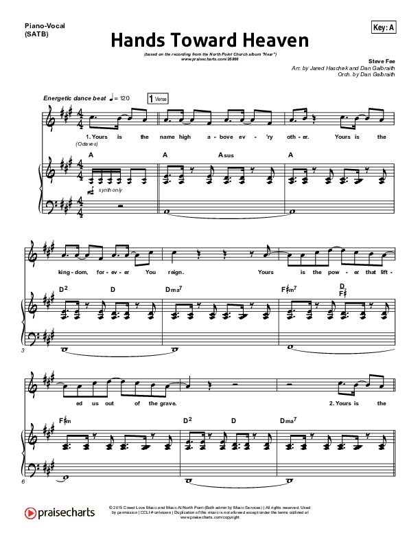 Hands Toward Heaven Piano/Vocal (SATB) (Chris Cauley / North Point Worship)