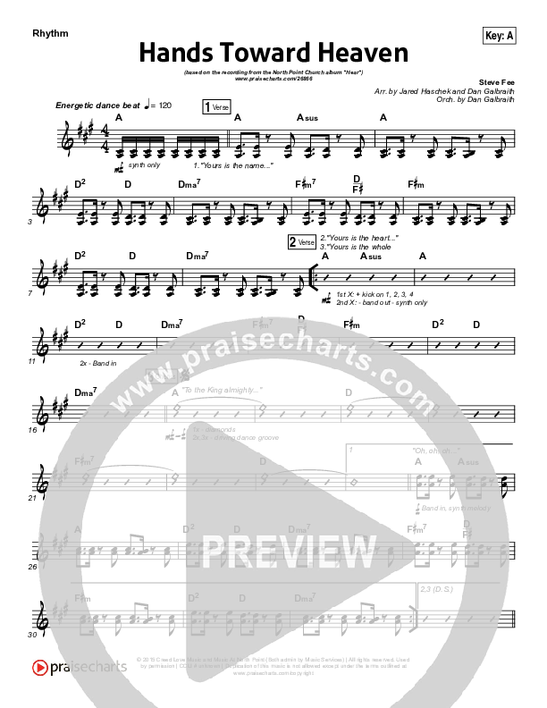 Hands Toward Heaven Rhythm Chart (Chris Cauley / North Point Worship)
