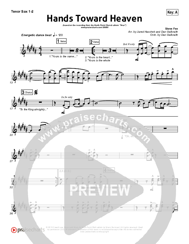 Hands Toward Heaven Tenor Sax 1/2 (Chris Cauley / North Point Worship)
