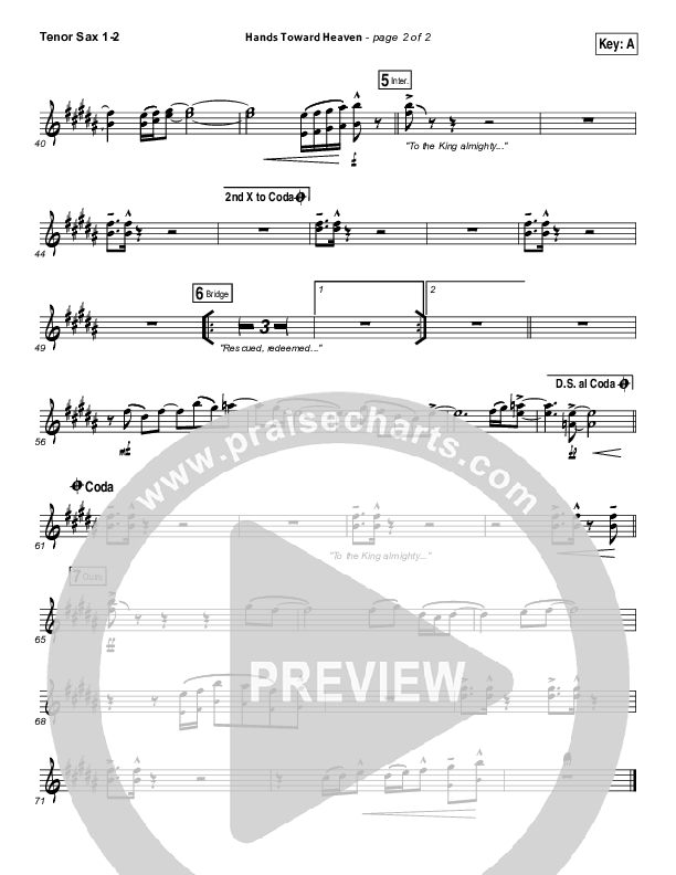 Hands Toward Heaven Tenor Sax 1/2 (Chris Cauley / North Point Worship)