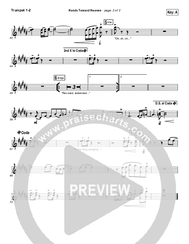 Hands Toward Heaven Trumpet 1,2 (Chris Cauley / North Point Worship)