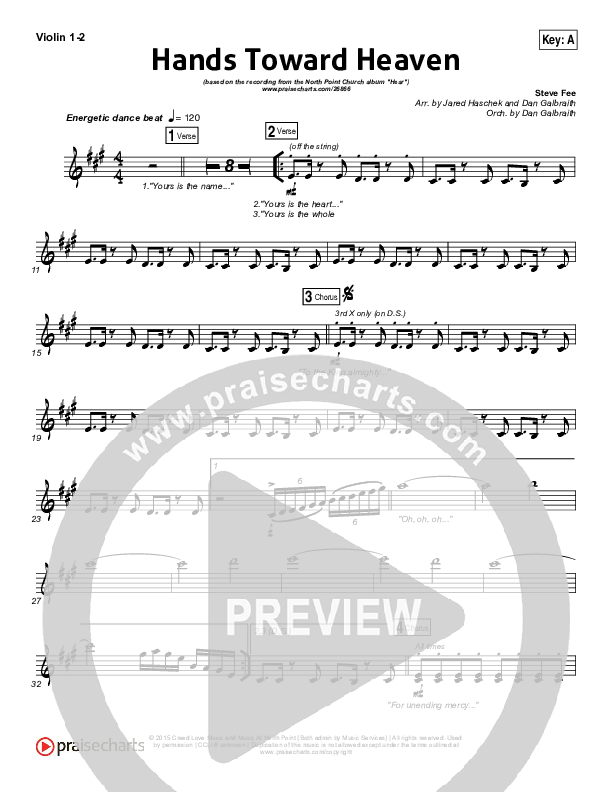 Hands Toward Heaven Violin 1/2 (Chris Cauley / North Point Worship)