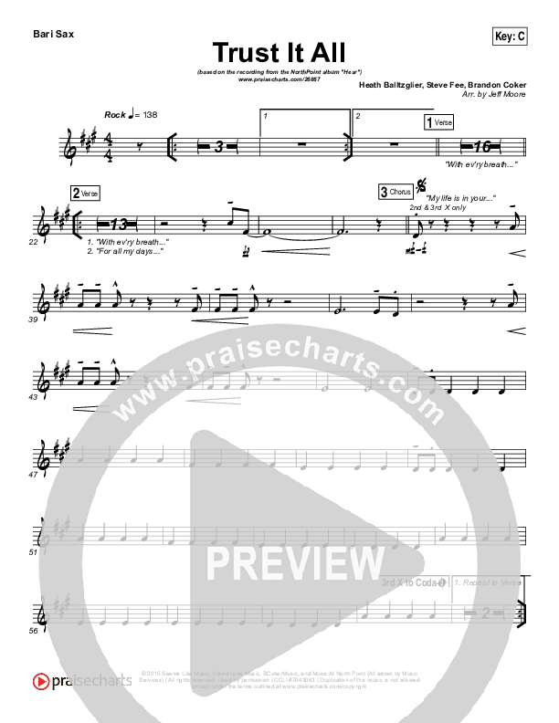 Trust It All Bari Sax (Brett Stanfill / North Point Worship)