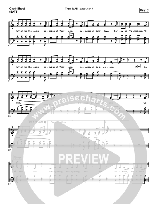 Trust It All Choir Sheet (SATB) (Brett Stanfill / North Point Worship)