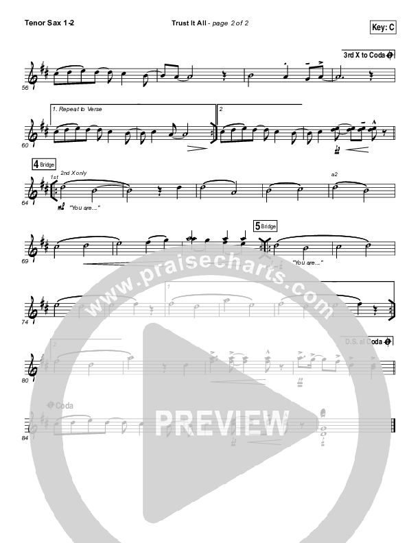 Trust It All Tenor Sax 1/2 (Brett Stanfill / North Point Worship)