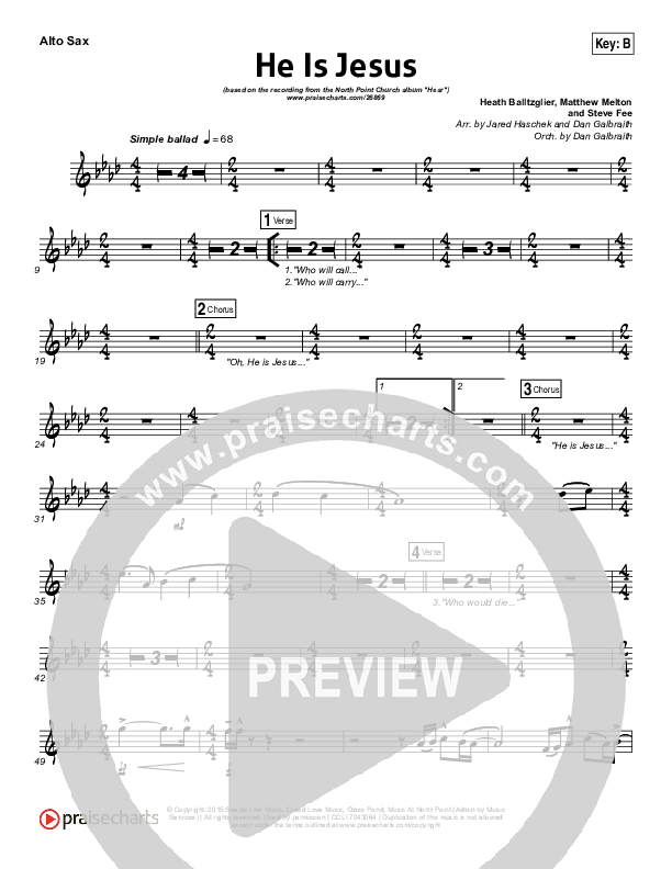 He Is Jesus Alto Sax (Seth Condrey / North Point Worship)