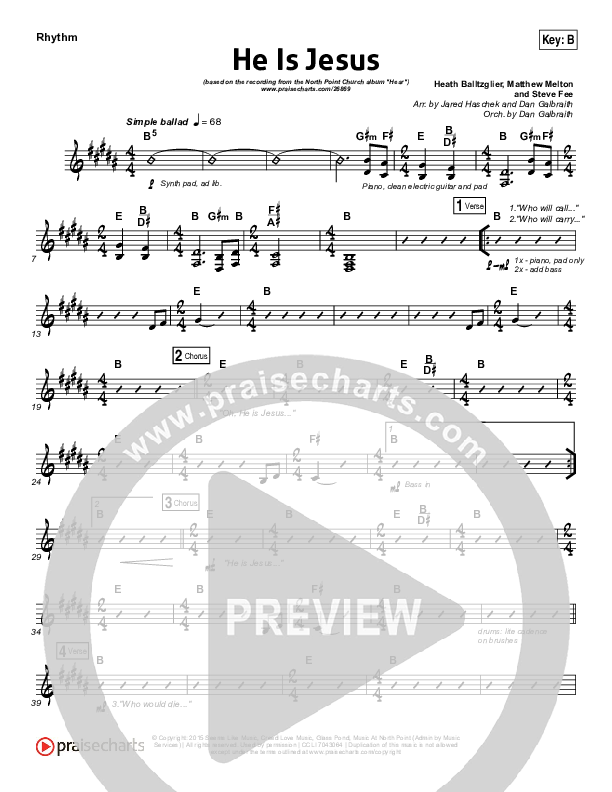 He Is Jesus Rhythm Chart (Seth Condrey / North Point Worship)