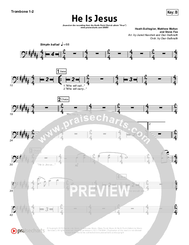 He Is Jesus Trombone 1/2 (Seth Condrey / North Point Worship)