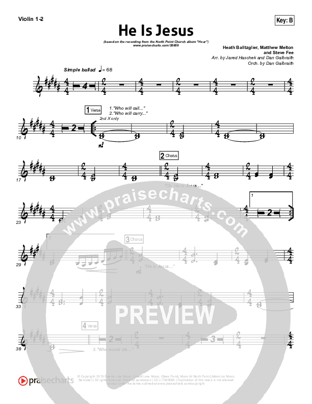 He Is Jesus Violin 1/2 (Seth Condrey / North Point Worship)