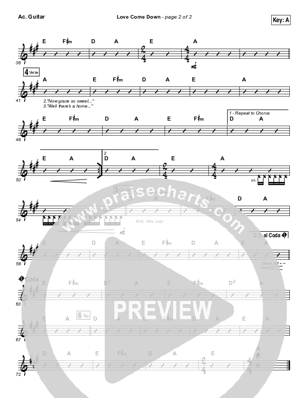 Love Come Down Acoustic Guitar (Heath Balltzglier / North Point Worship)