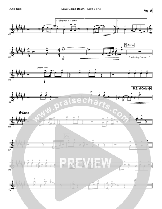 Love Come Down Alto Sax (Heath Balltzglier / North Point Worship)