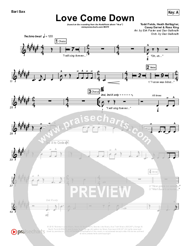 Love Come Down Bari Sax (Heath Balltzglier / North Point Worship)