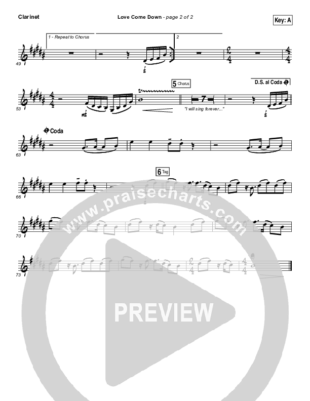 Love Come Down Clarinet (Heath Balltzglier / North Point Worship)