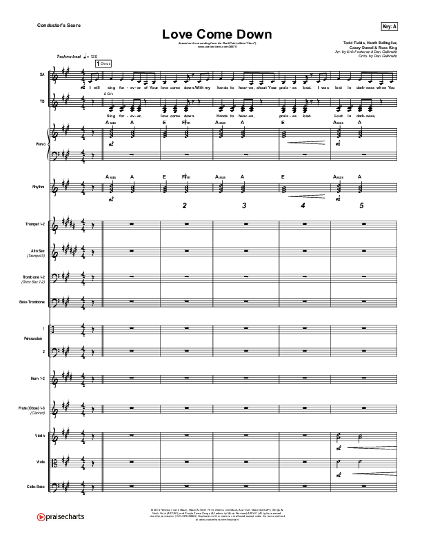 Love Come Down Conductor's Score (Heath Balltzglier / North Point Worship)