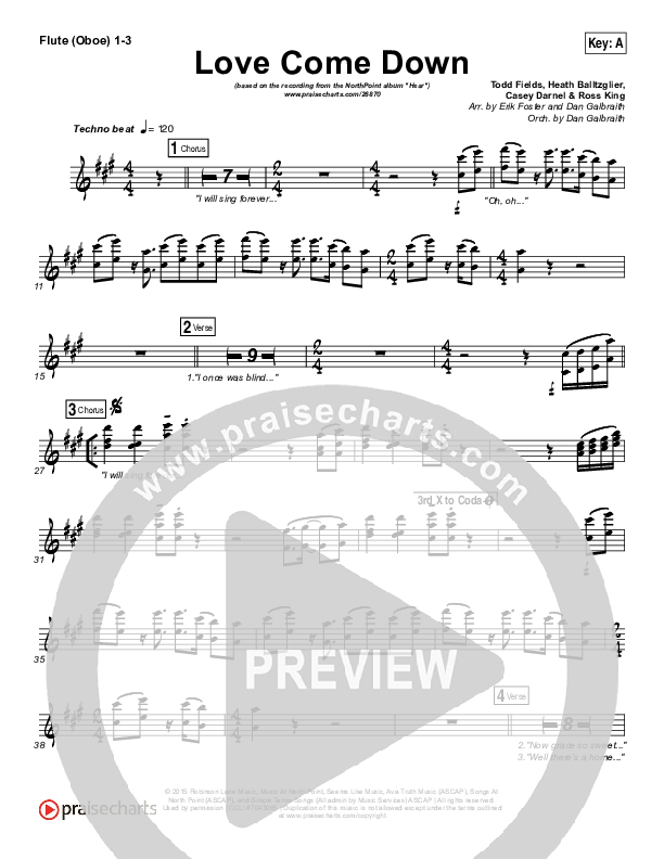 Love Come Down Flute/Oboe 1/2/3 (Heath Balltzglier / North Point Worship)