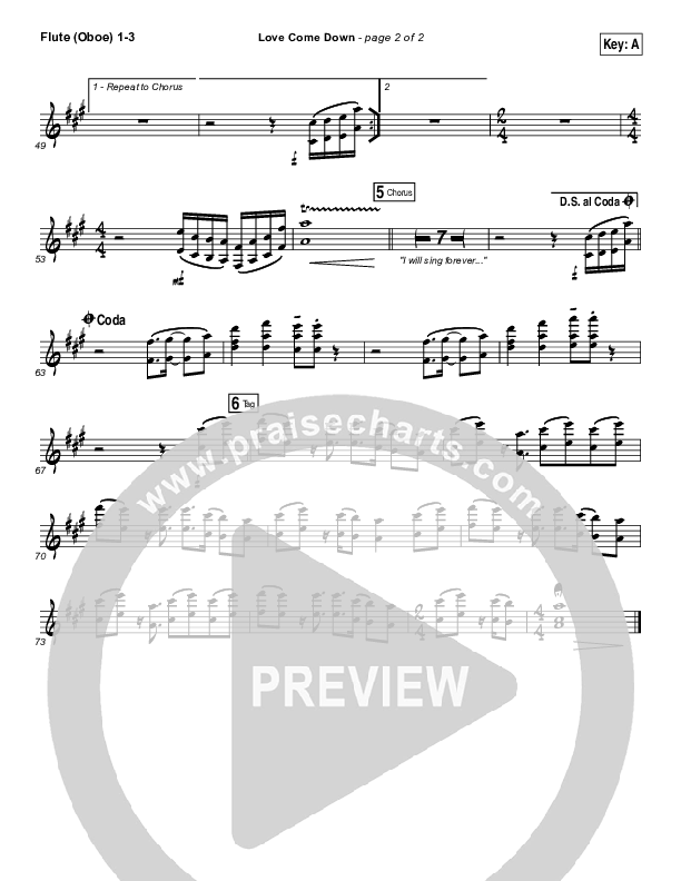 Love Come Down Flute/Oboe 1/2/3 (Heath Balltzglier / North Point Worship)