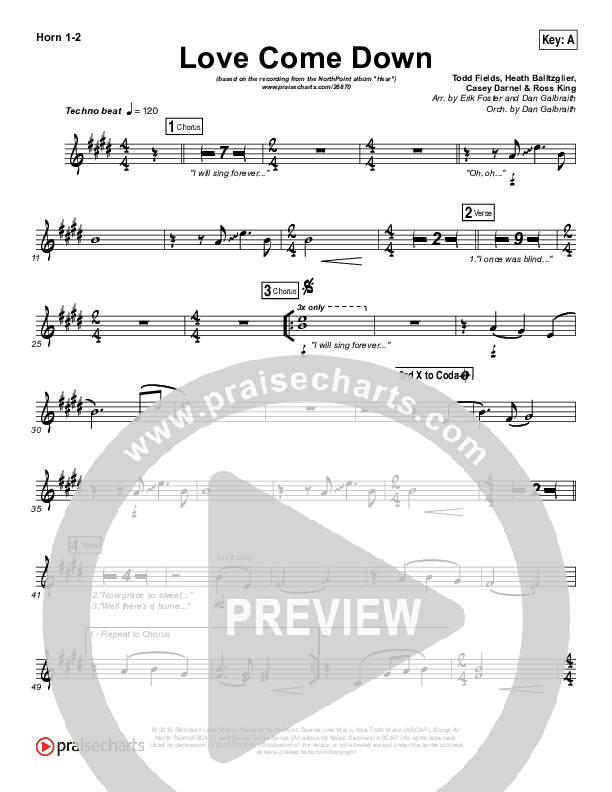 Love Come Down French Horn 1/2 (Heath Balltzglier / North Point Worship)