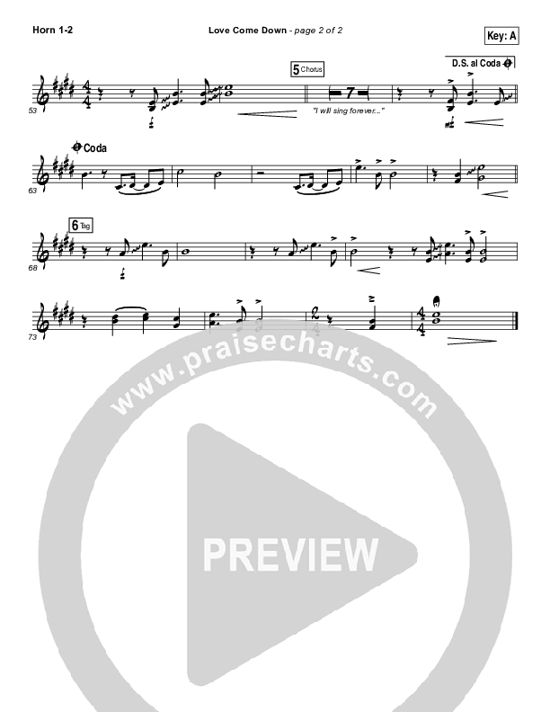 Love Come Down French Horn 1/2 (Heath Balltzglier / North Point Worship)