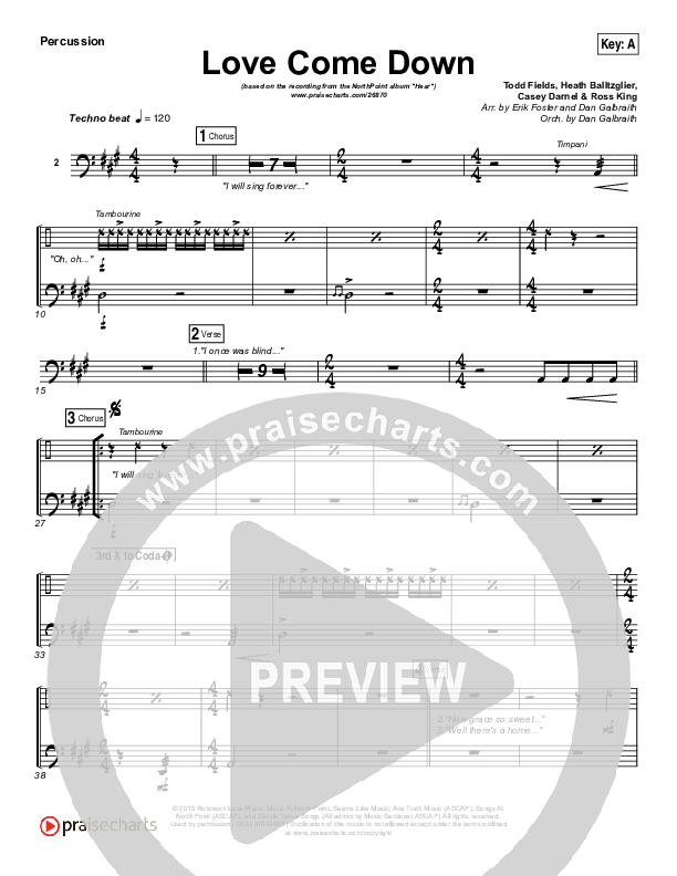 Love Come Down Percussion (Heath Balltzglier / North Point Worship)