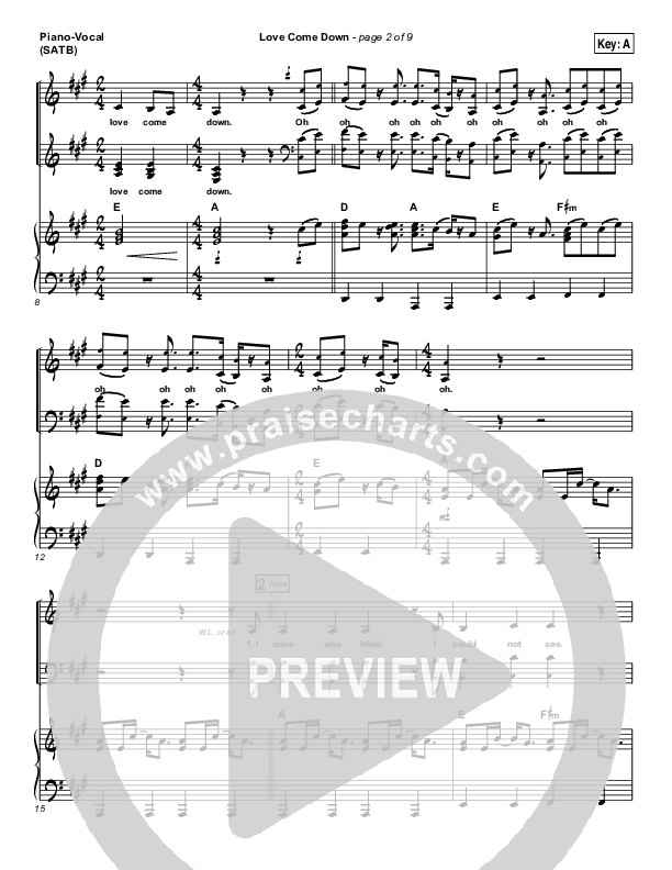 Love Come Down Piano/Vocal & Lead (Heath Balltzglier / North Point Worship)