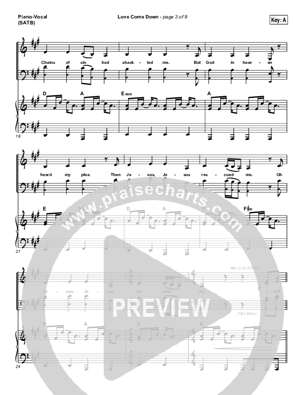 Love Come Down Piano/Vocal (SATB) (Heath Balltzglier / North Point Worship)