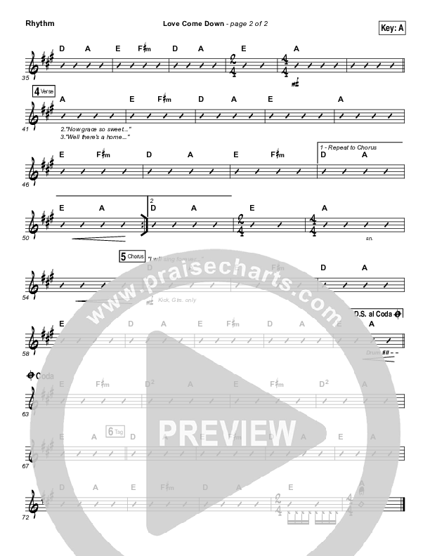 Love Come Down Rhythm Chart (Heath Balltzglier / North Point Worship)