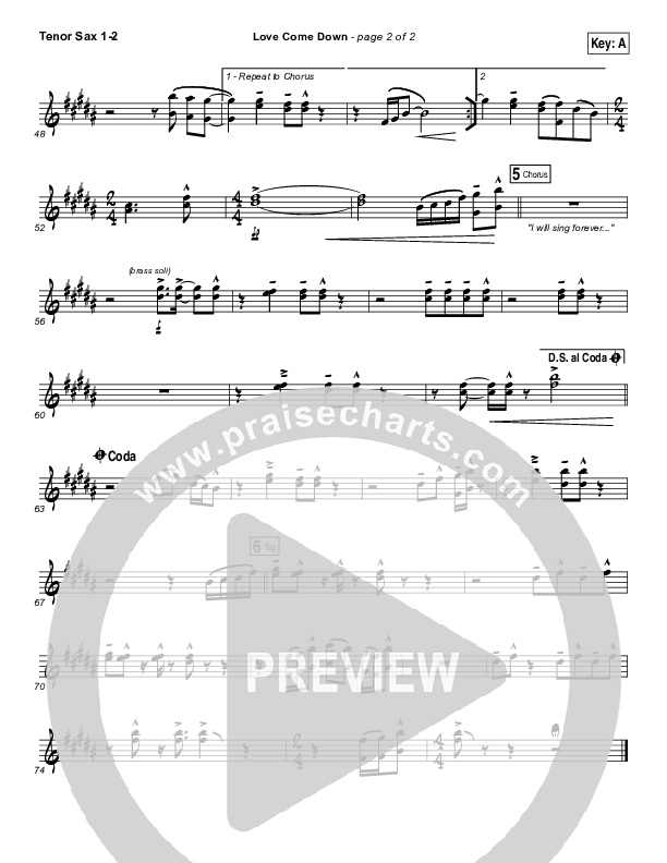 Love Come Down Tenor Sax 1/2 (Heath Balltzglier / North Point Worship)