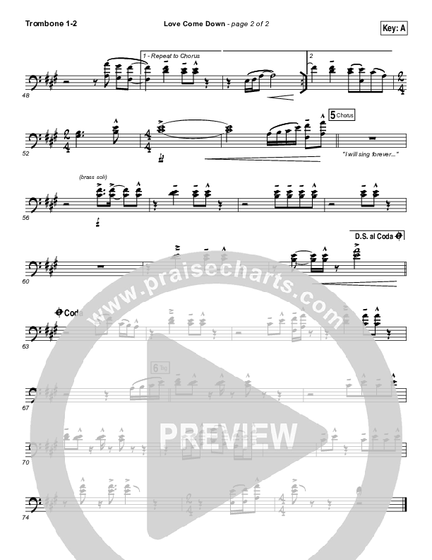 Love Come Down Trombone 1/2 (Heath Balltzglier / North Point Worship)