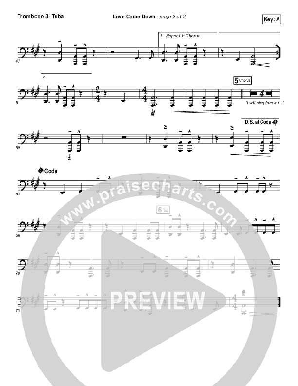 Love Come Down Trombone 3/Tuba (Heath Balltzglier / North Point Worship)
